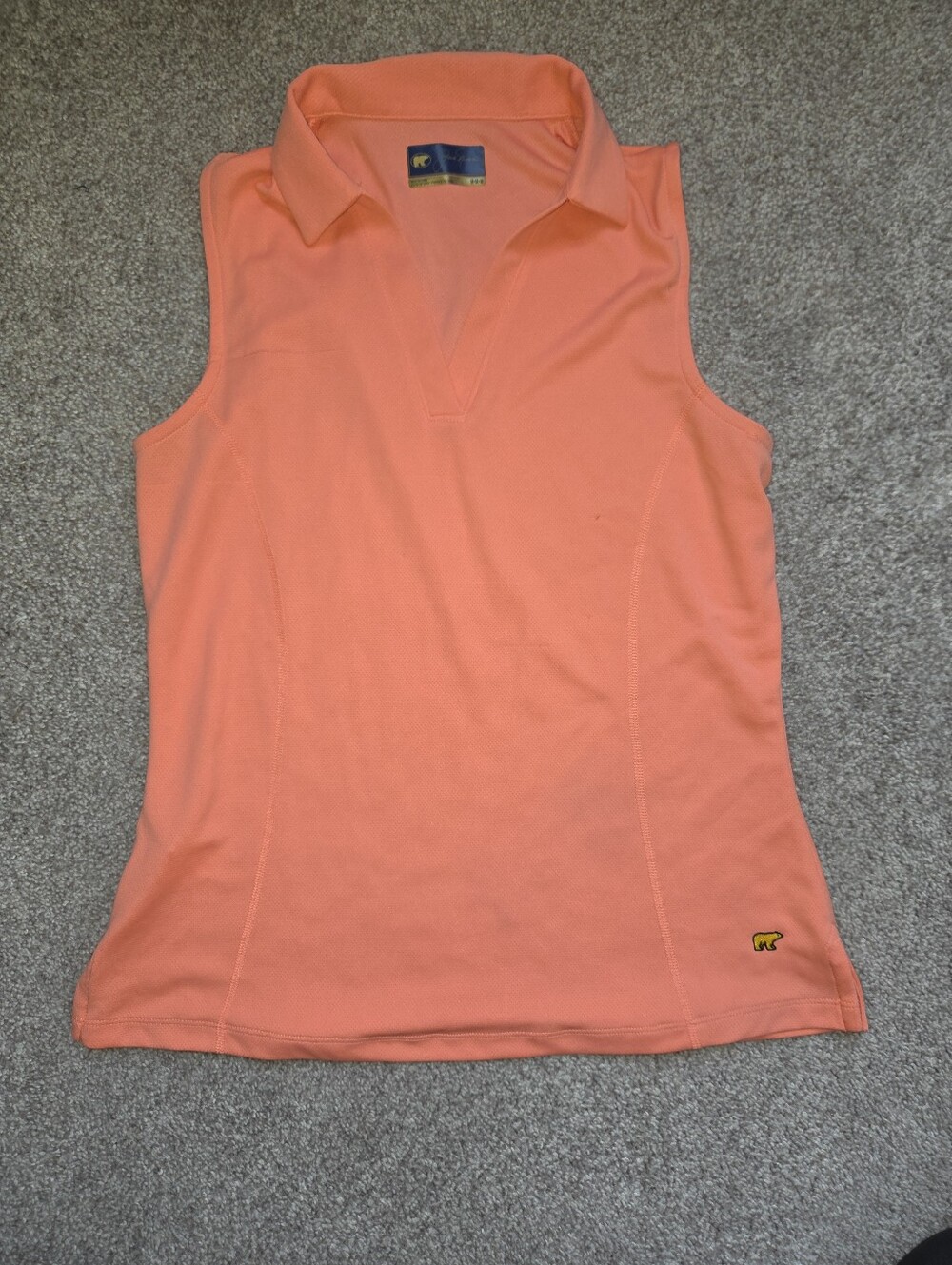 Sleeveless Polo Tank Top in Coral with Collar - Unknown Brand